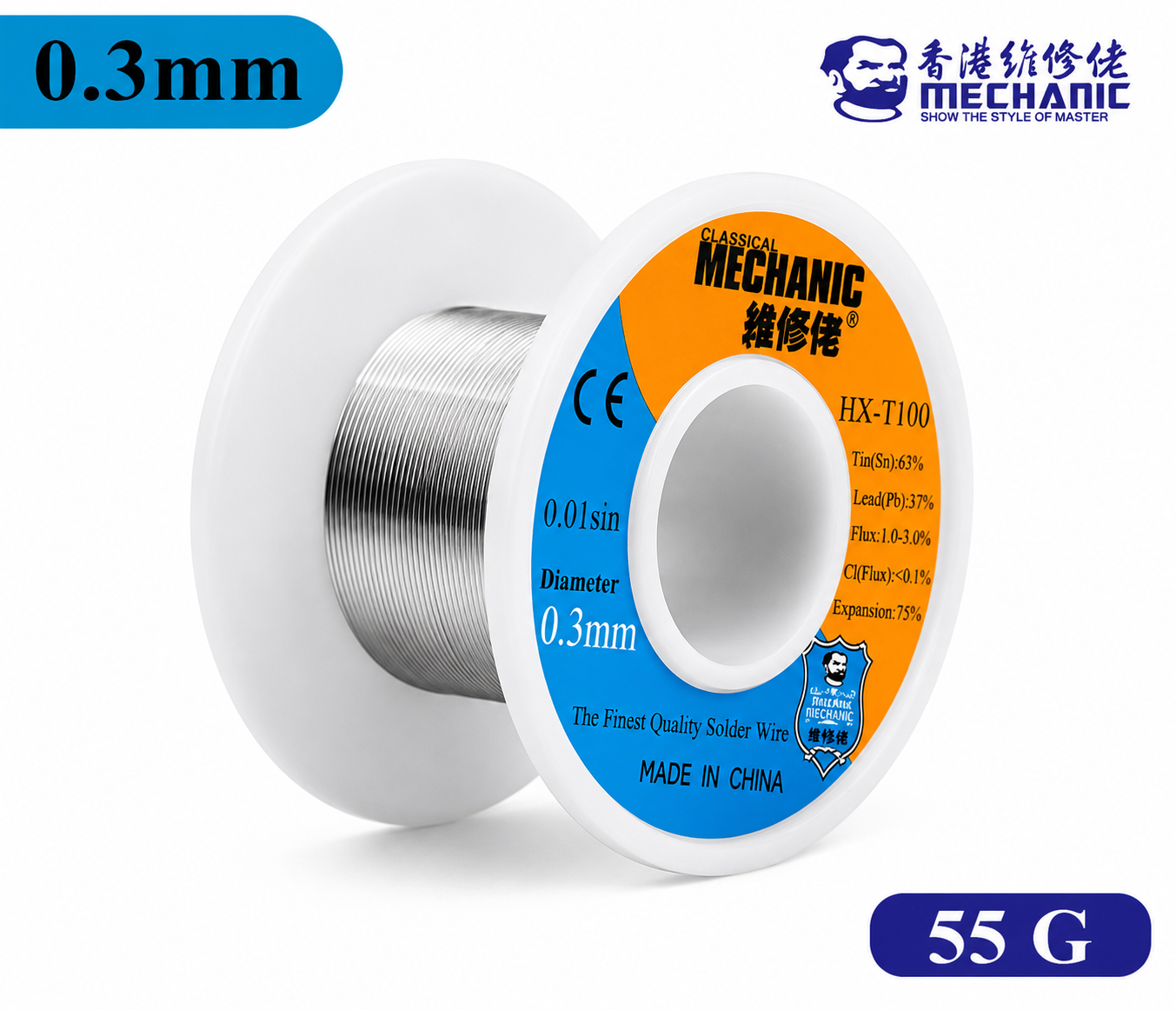 Mechanic HX-T100 Solder Wire 63/37 Tin Lead Flux Core Various Diameters Weights