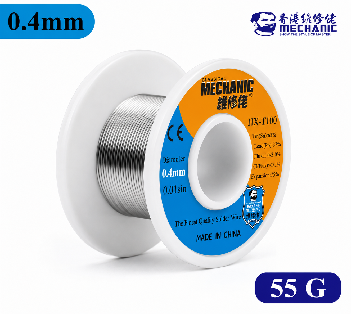Mechanic HX-T100 Solder Wire 63/37 Tin Lead Flux Core Various Diameters Weights