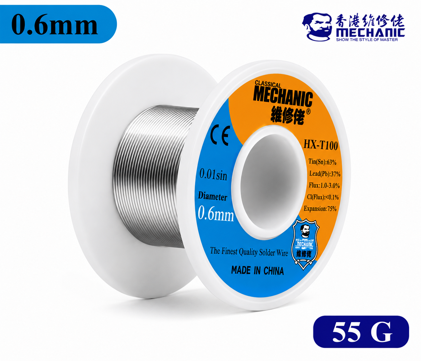 Mechanic HX-T100 Solder Wire 63/37 Tin Lead Flux Core Various Diameters Weights