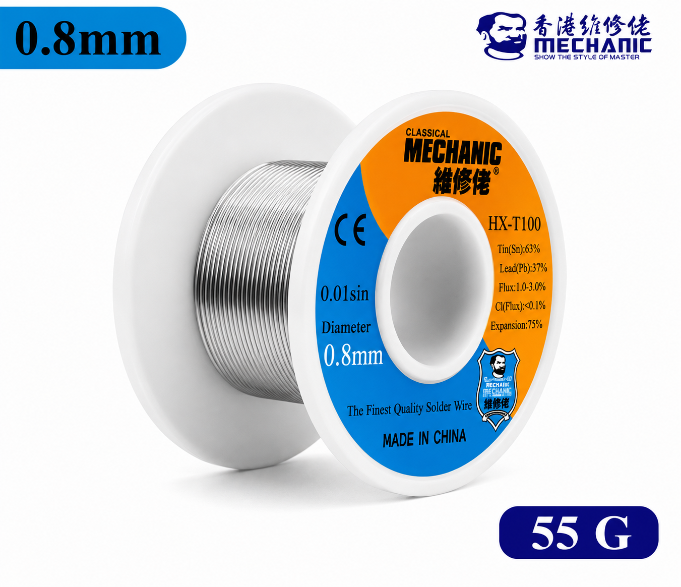 Mechanic HX-T100 Solder Wire 63/37 Tin Lead Flux Core Various Diameters Weights