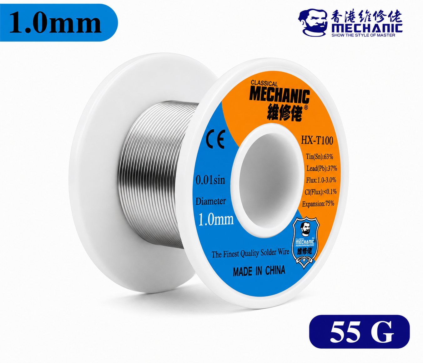 Mechanic HX-T100 Solder Wire 63/37 Tin Lead Flux Core Various Diameters Weights