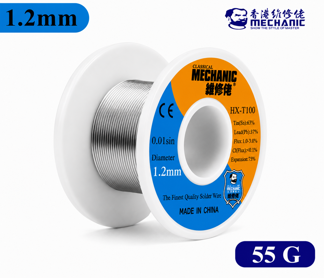 Mechanic HX-T100 Solder Wire 63/37 Tin Lead Flux Core Various Diameters Weights