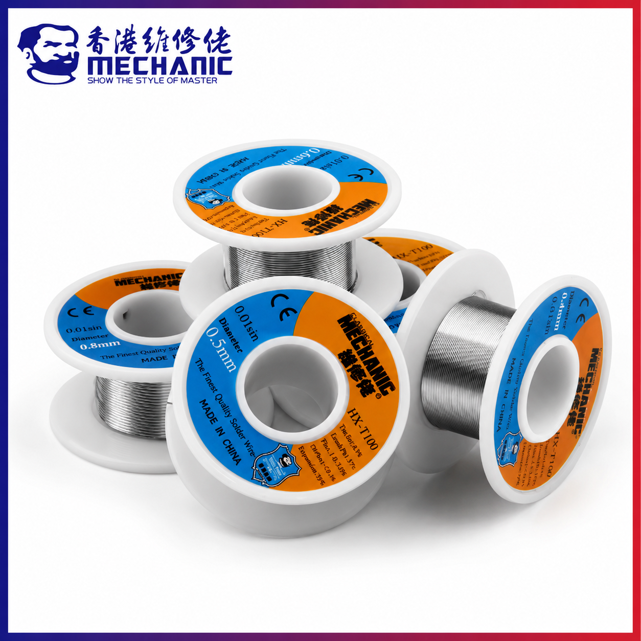 Mechanic HX-T100 Solder Wire 63/37 Tin Lead Flux Core Various Diameters Weights
