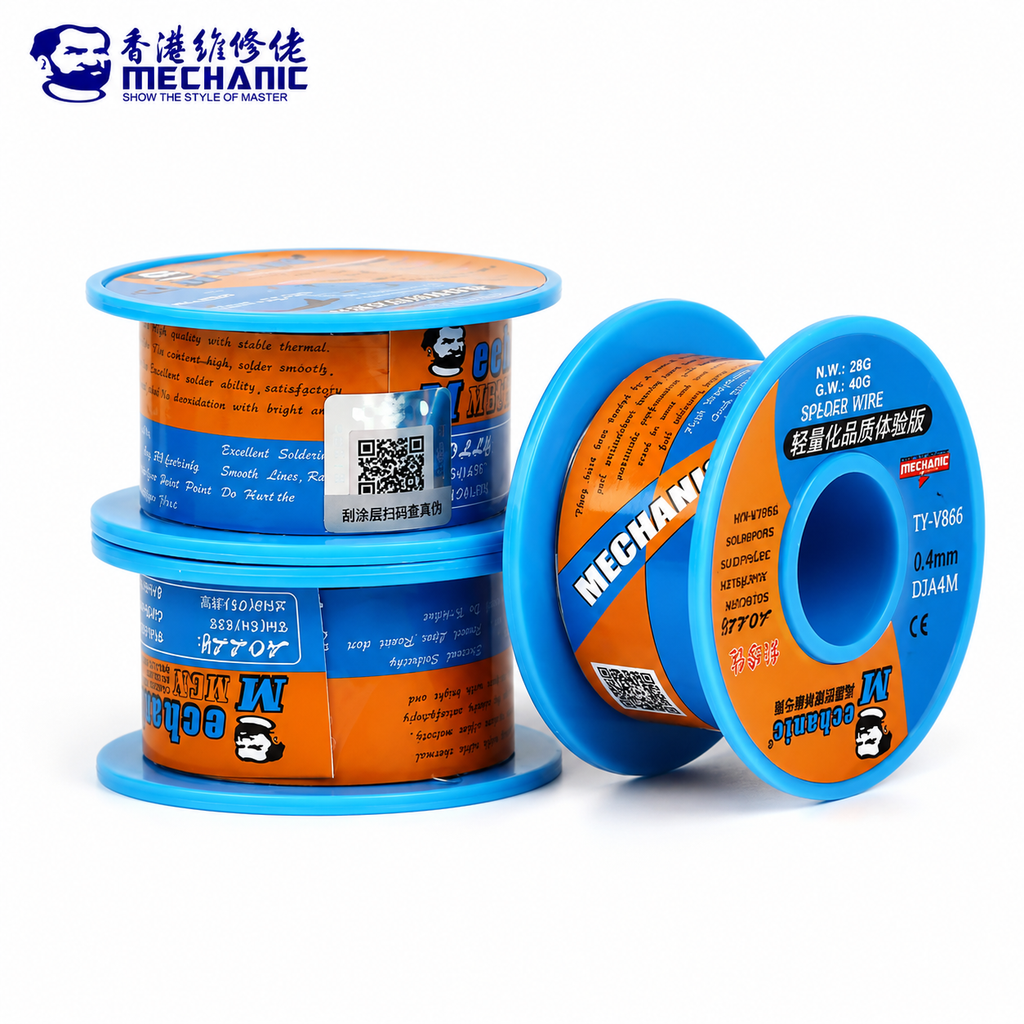 MECHANIC TY-V866 63/37 Tin Lead Rosin Core Solder Wire 0.3mm - 1.0mm Flux 1.0-3.0% Leaded 40g
