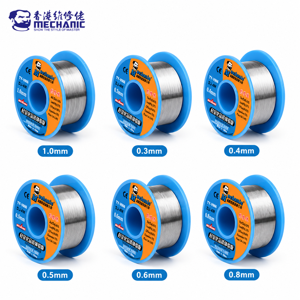 MECHANIC TY-V866 63/37 Tin Lead Rosin Core Solder Wire 0.3mm - 1.0mm Flux 1.0-3.0% Leaded 40g