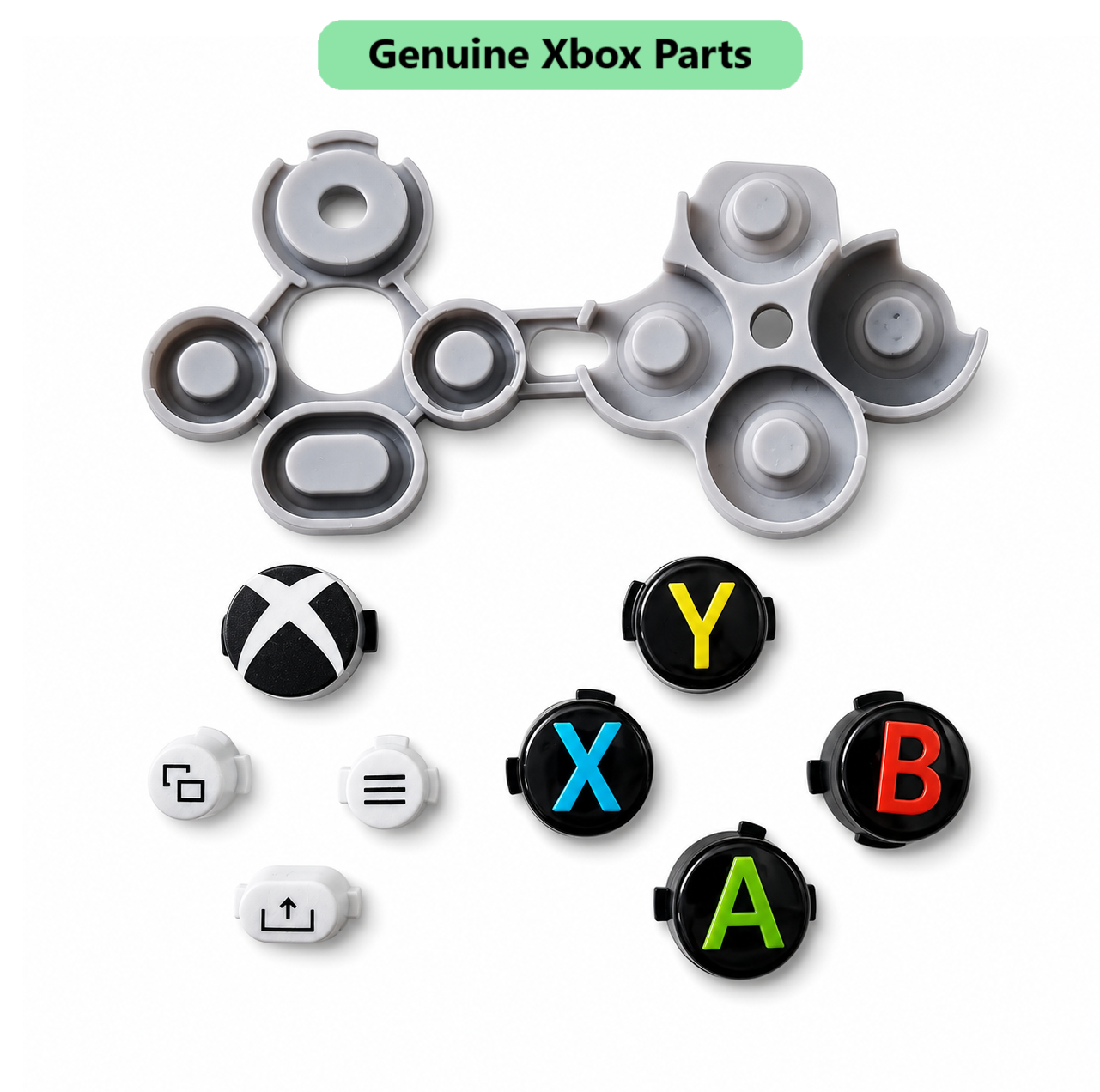 Xbox Controller Series X/S ABXY Home Menu Buttons & Rubber White